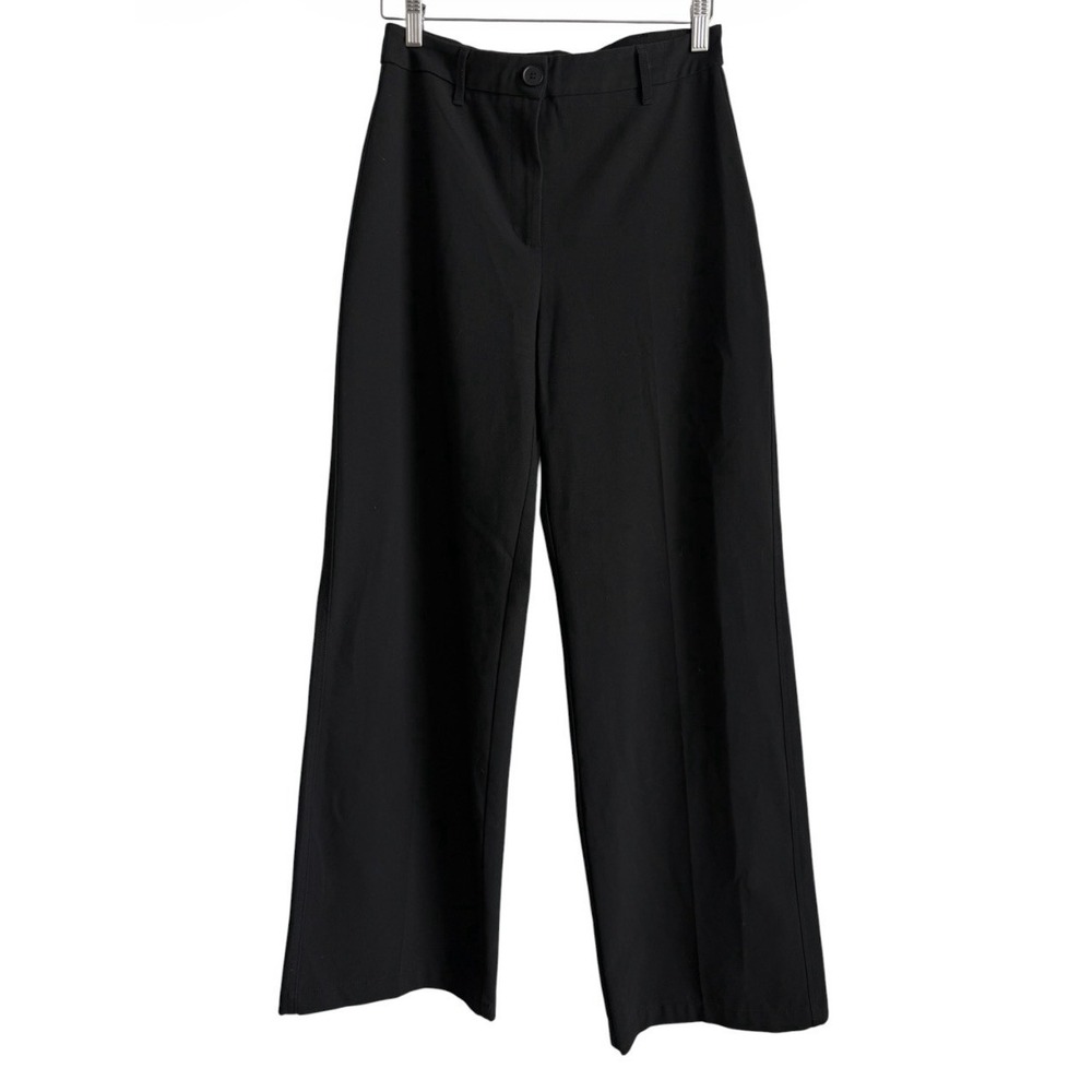 Bershka Womens 6 Wide Leg Tailored Trousers Black Minimalist Corpcore Dad Pants